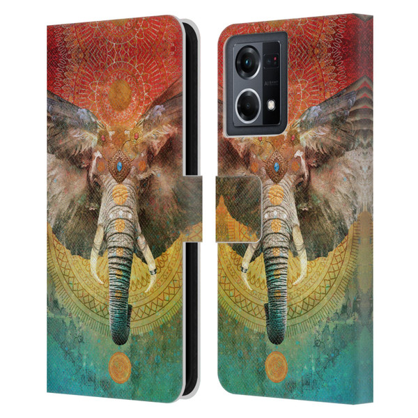 Jena DellaGrottaglia Animals Elephant Leather Book Wallet Case Cover For OPPO Reno8 4G