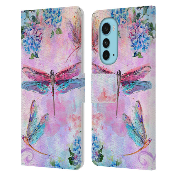 Jena DellaGrottaglia Insects Dragonflies Leather Book Wallet Case Cover For Motorola Edge (2022)