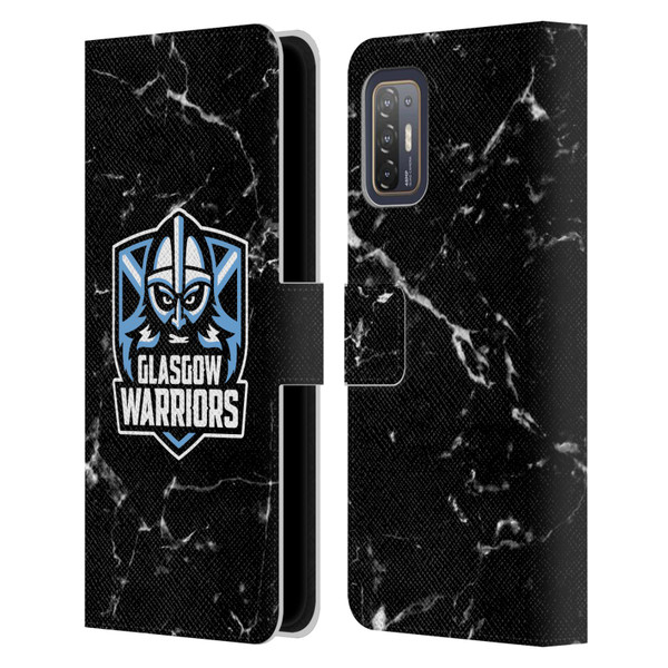 Glasgow Warriors Logo 2 Marble Leather Book Wallet Case Cover For HTC Desire 21 Pro 5G