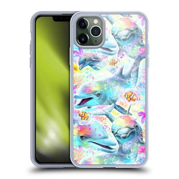 Sheena Pike Animals Rainbow Dolphins & Fish Soft Gel Case for Apple iPhone 11 Pro Max
