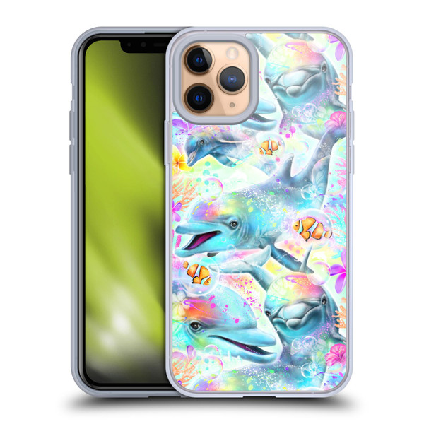Sheena Pike Animals Rainbow Dolphins & Fish Soft Gel Case for Apple iPhone 11 Pro