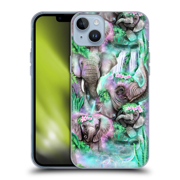 Sheena Pike Animals Daydream Elephants Lagoon Soft Gel Case for Apple iPhone 14 Plus