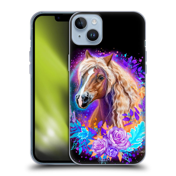 Sheena Pike Animals Purple Horse Spirit With Roses Soft Gel Case for Apple iPhone 14 Plus