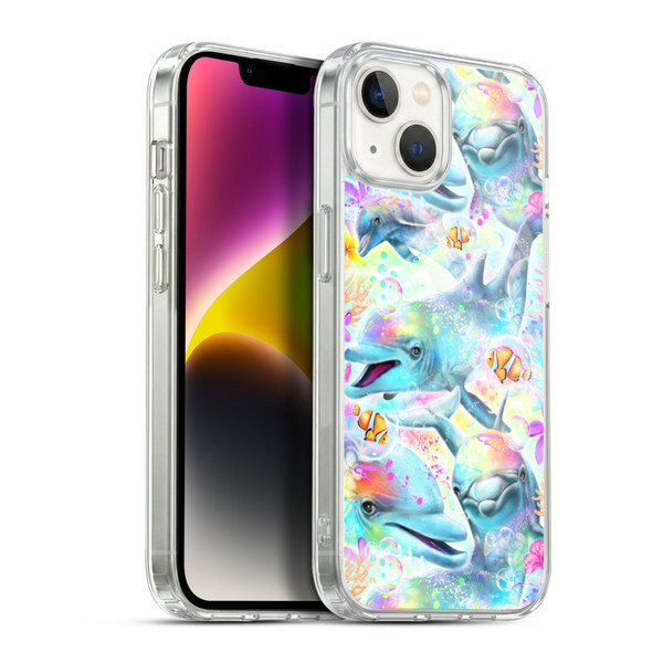 Sheena Pike Animals Rainbow Dolphins & Fish Soft Gel Case for Apple iPhone 14 Plus & MagSafe