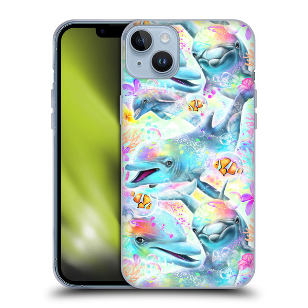 Sheena Pike Animals Rainbow Dolphins & Fish Soft Gel Case for Apple iPhone 14 Plus