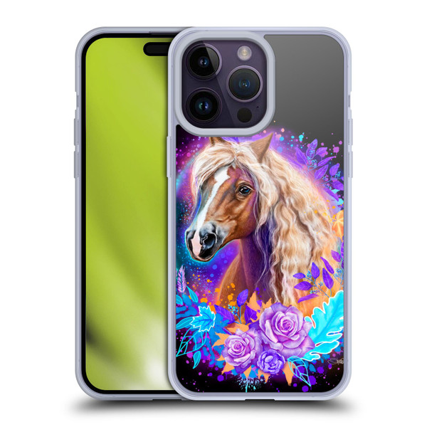 Sheena Pike Animals Purple Horse Spirit With Roses Soft Gel Case for Apple iPhone 14 Pro Max