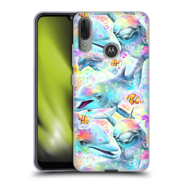 Sheena Pike Animals Rainbow Dolphins & Fish Soft Gel Case for Motorola Moto E6 Plus