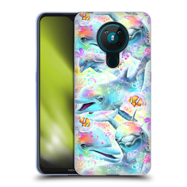 Sheena Pike Animals Rainbow Dolphins & Fish Soft Gel Case for Nokia 5.3