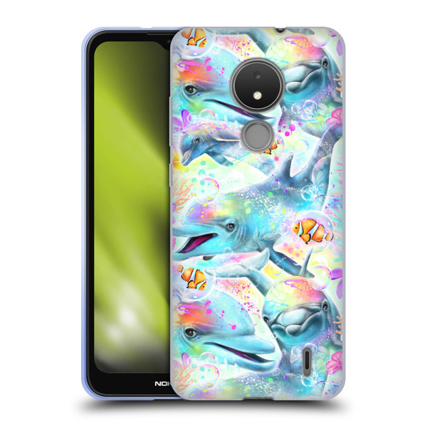 Sheena Pike Animals Rainbow Dolphins & Fish Soft Gel Case for Nokia C21