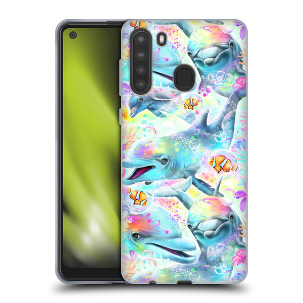 Sheena Pike Animals Rainbow Dolphins & Fish Soft Gel Case for Samsung Galaxy A21 (2020)