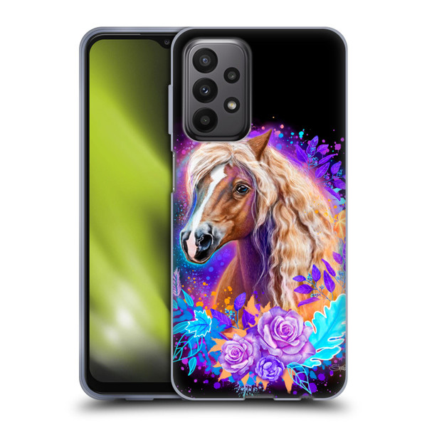 Sheena Pike Animals Purple Horse Spirit With Roses Soft Gel Case for Samsung Galaxy A23 / 5G (2022)