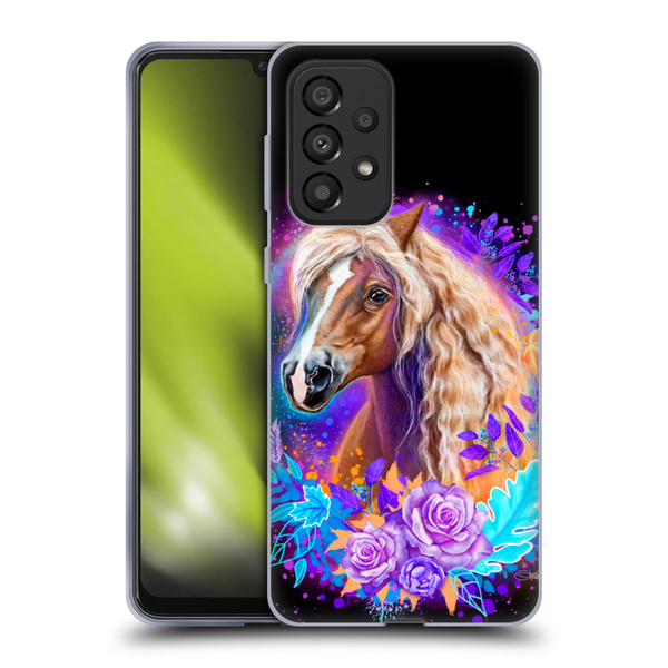 Sheena Pike Animals Purple Horse Spirit With Roses Soft Gel Case for Samsung Galaxy A33 5G (2022)