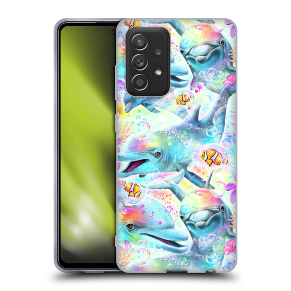 Sheena Pike Animals Rainbow Dolphins & Fish Soft Gel Case for Samsung Galaxy A52 / A52s / 5G (2021)