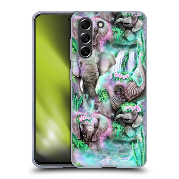 Sheena Pike Animals Daydream Elephants Lagoon Soft Gel Case for Samsung Galaxy S21 FE 5G