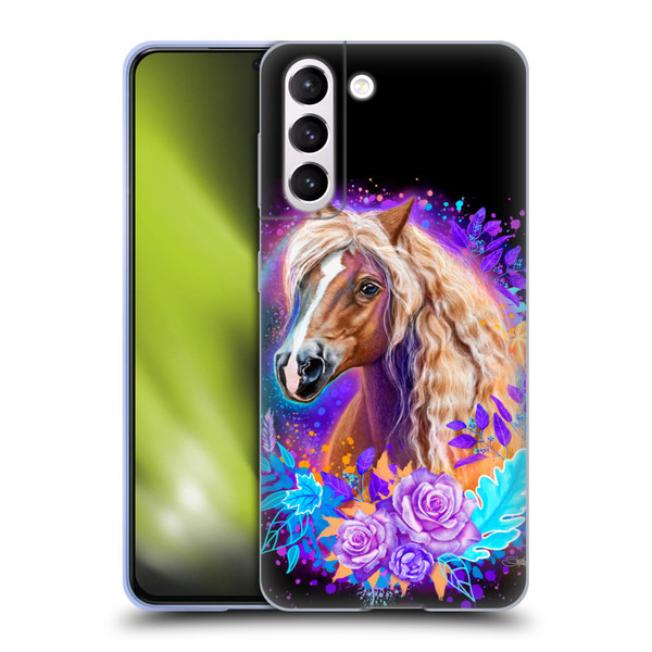 Sheena Pike Animals Purple Horse Spirit With Roses Soft Gel Case for Samsung Galaxy S21 5G