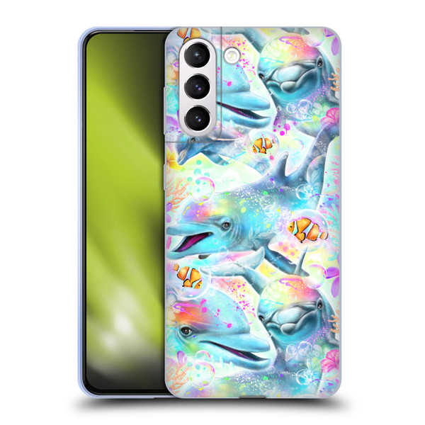 Sheena Pike Animals Rainbow Dolphins & Fish Soft Gel Case for Samsung Galaxy S21+ 5G