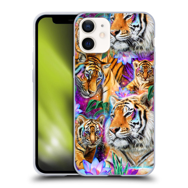 Sheena Pike Big Cats Daydream Tigers With Flowers Soft Gel Case for Apple iPhone 12 Mini