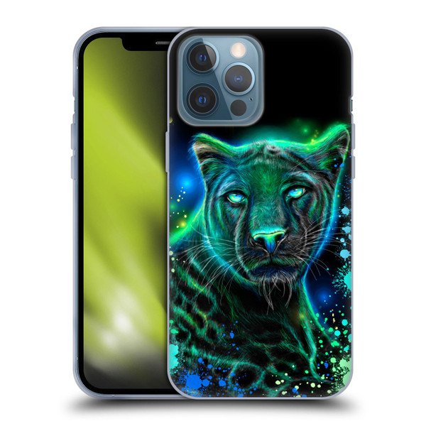 Sheena Pike Big Cats Neon Blue Green Panther Soft Gel Case for Apple iPhone 13 Pro Max