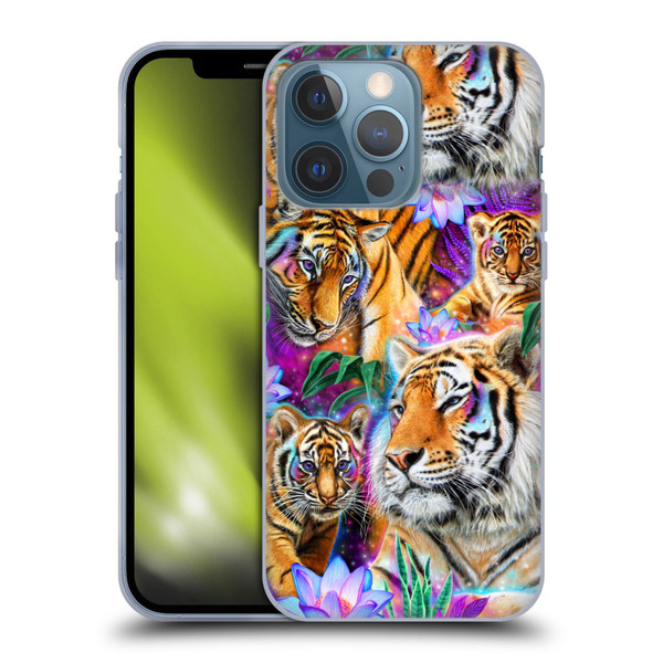 Sheena Pike Big Cats Daydream Tigers With Flowers Soft Gel Case for Apple iPhone 13 Pro