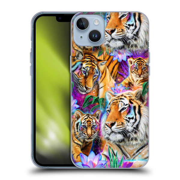 Sheena Pike Big Cats Daydream Tigers With Flowers Soft Gel Case for Apple iPhone 14 Plus