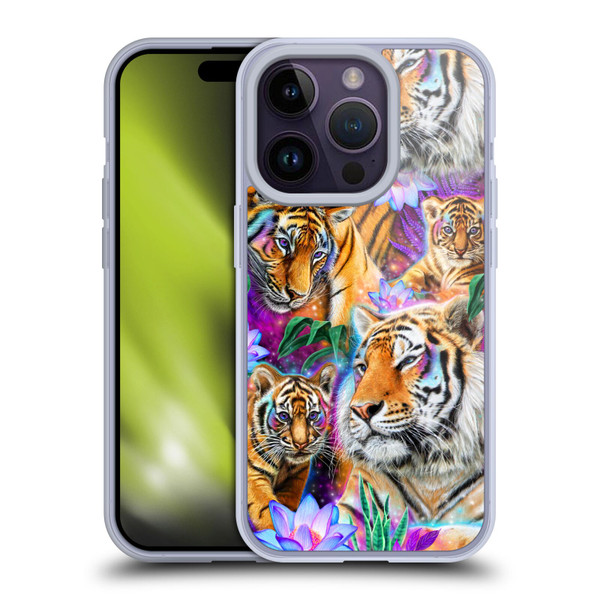 Sheena Pike Big Cats Daydream Tigers With Flowers Soft Gel Case for Apple iPhone 14 Pro