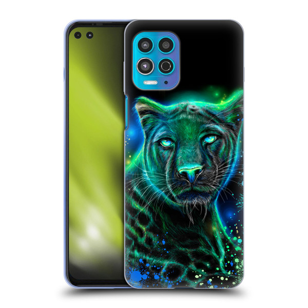 Sheena Pike Big Cats Neon Blue Green Panther Soft Gel Case for Motorola Moto G100