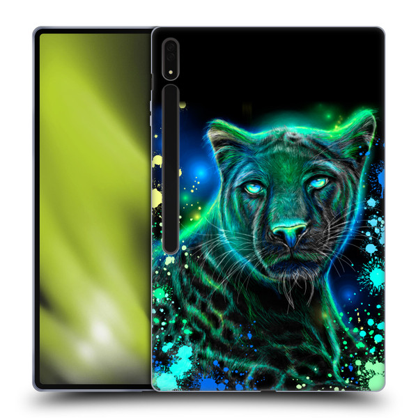 Sheena Pike Big Cats Neon Blue Green Panther Soft Gel Case for Samsung Galaxy Tab S8 Ultra