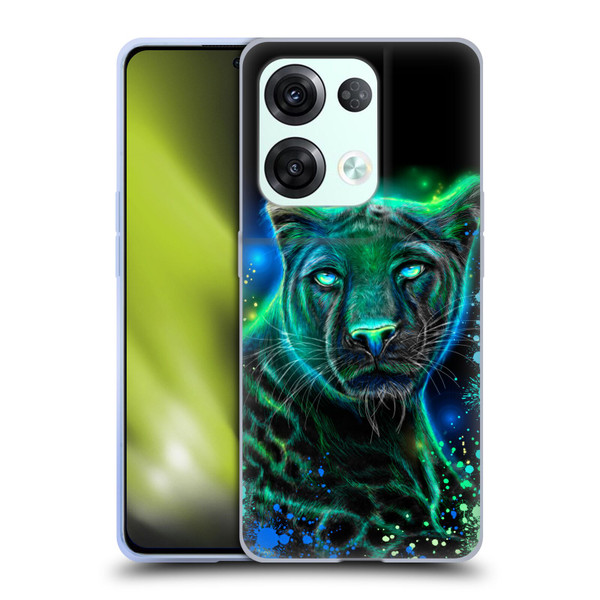 Sheena Pike Big Cats Neon Blue Green Panther Soft Gel Case for OPPO Reno8 Pro