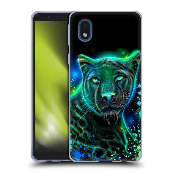 Sheena Pike Big Cats Neon Blue Green Panther Soft Gel Case for Samsung Galaxy A01 Core (2020)