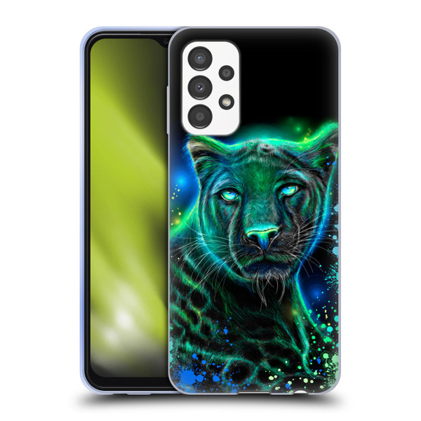 Sheena Pike Big Cats Neon Blue Green Panther Soft Gel Case for Samsung Galaxy A13 (2022)