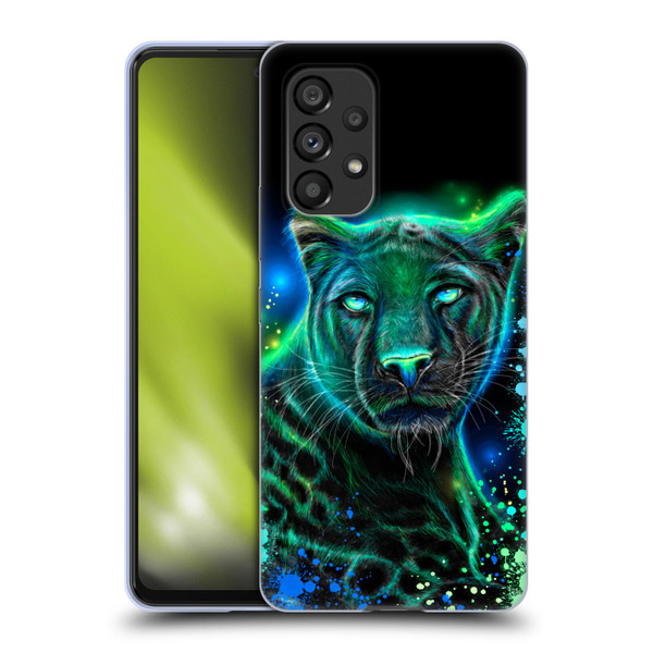 Sheena Pike Big Cats Neon Blue Green Panther Soft Gel Case for Samsung Galaxy A53 5G (2022)