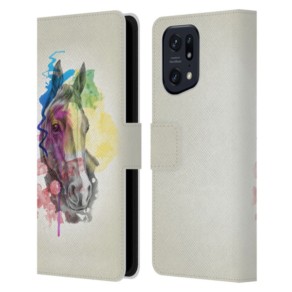 Mark Ashkenazi Animals Horse Leather Book Wallet Case Cover For OPPO Find X5 Pro