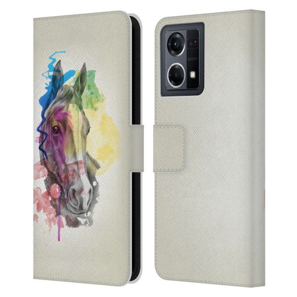 Mark Ashkenazi Animals Horse Leather Book Wallet Case Cover For OPPO Reno8 4G