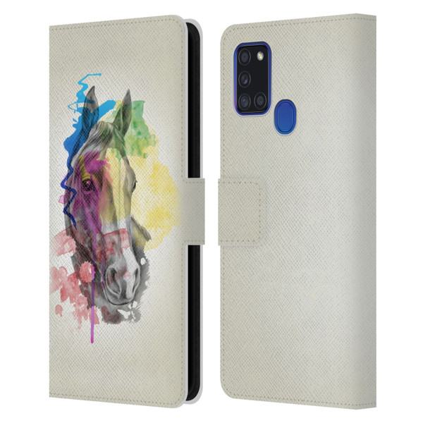 Mark Ashkenazi Animals Horse Leather Book Wallet Case Cover For Samsung Galaxy A21s (2020)