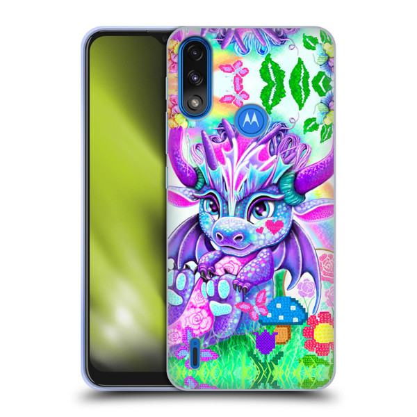 Sheena Pike Dragons Cross-Stitch Lil Dragonz Soft Gel Case for Motorola Moto E7 Power / Moto E7i Power
