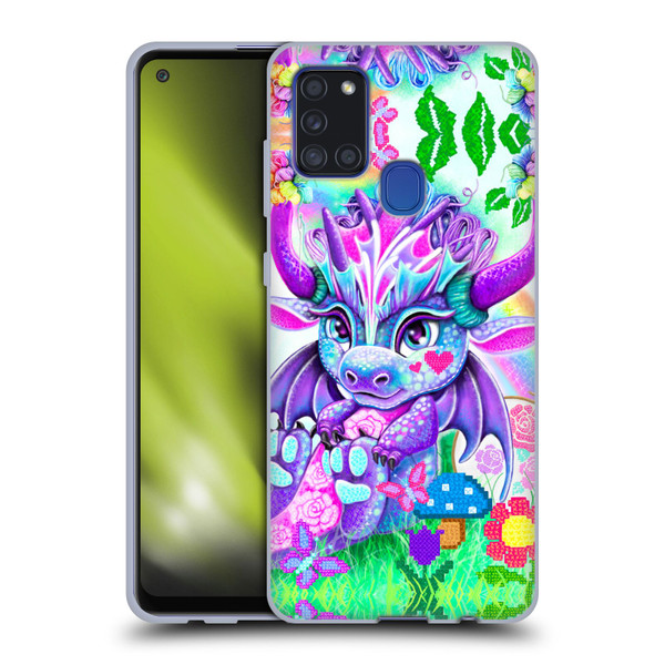 Sheena Pike Dragons Cross-Stitch Lil Dragonz Soft Gel Case for Samsung Galaxy A21s (2020)
