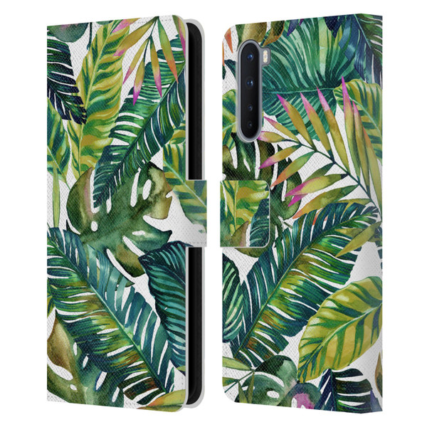 Mark Ashkenazi Banana Life Tropical Leaves Leather Book Wallet Case Cover For OnePlus Nord 5G
