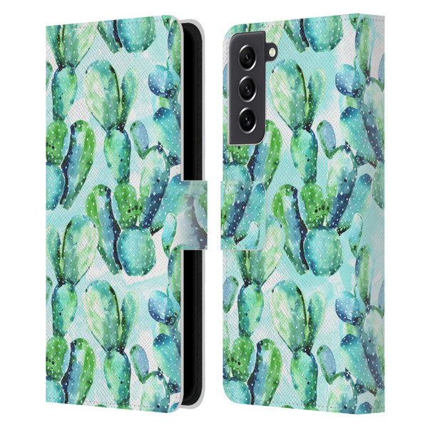 Mark Ashkenazi Banana Life Cactus Leather Book Wallet Case Cover For Samsung Galaxy S21 FE 5G