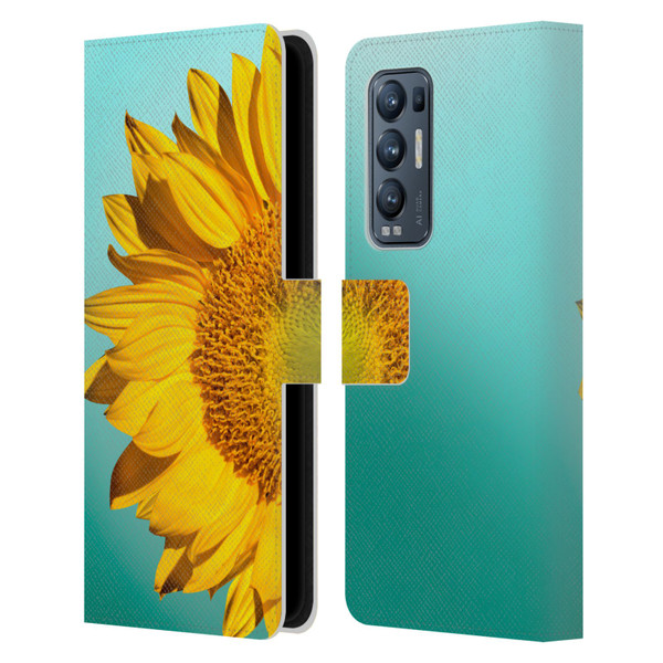Mark Ashkenazi Florals Sunflowers Leather Book Wallet Case Cover For OPPO Find X3 Neo / Reno5 Pro+ 5G