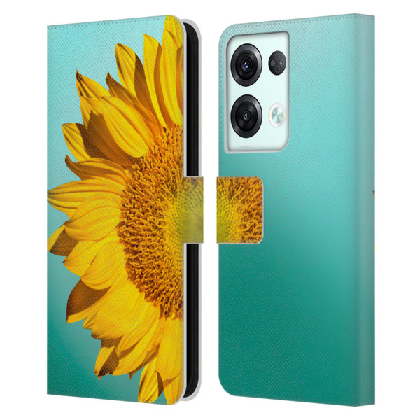 Mark Ashkenazi Florals Sunflowers Leather Book Wallet Case Cover For OPPO Reno8 Pro