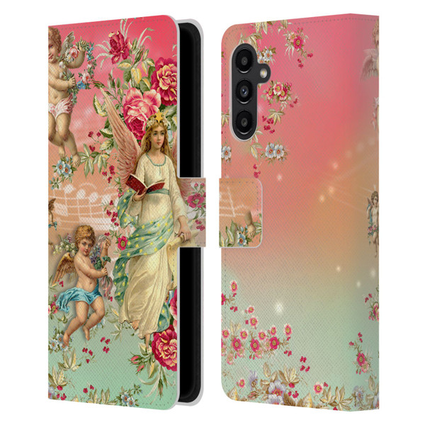 Mark Ashkenazi Florals Angels Leather Book Wallet Case Cover For Samsung Galaxy A13 5G (2021)