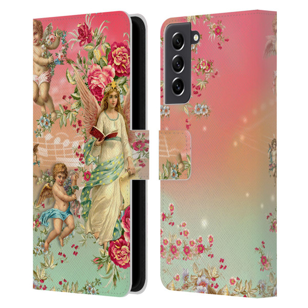 Mark Ashkenazi Florals Angels Leather Book Wallet Case Cover For Samsung Galaxy S21 FE 5G