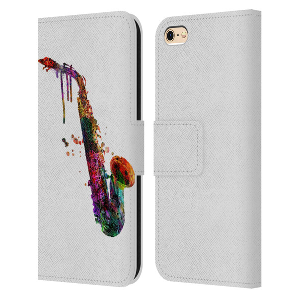 Mark Ashkenazi Music Saxophone Leather Book Wallet Case Cover For Apple iPhone 6 / iPhone 6s