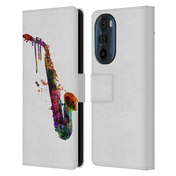 Mark Ashkenazi Music Saxophone Leather Book Wallet Case Cover For Motorola Edge 30