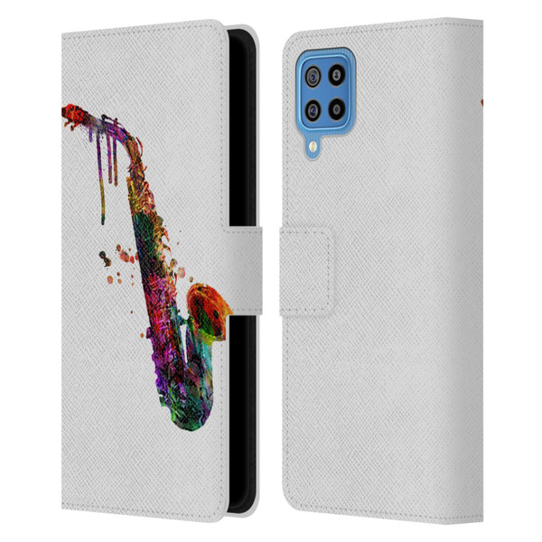 Mark Ashkenazi Music Saxophone Leather Book Wallet Case Cover For Samsung Galaxy F22 (2021)