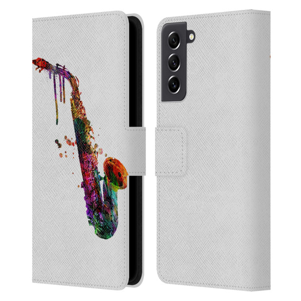 Mark Ashkenazi Music Saxophone Leather Book Wallet Case Cover For Samsung Galaxy S21 FE 5G