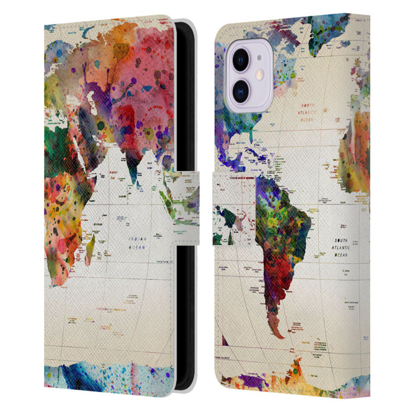 Mark Ashkenazi Pop Culture Map Of The World Leather Book Wallet Case Cover For Apple iPhone 11
