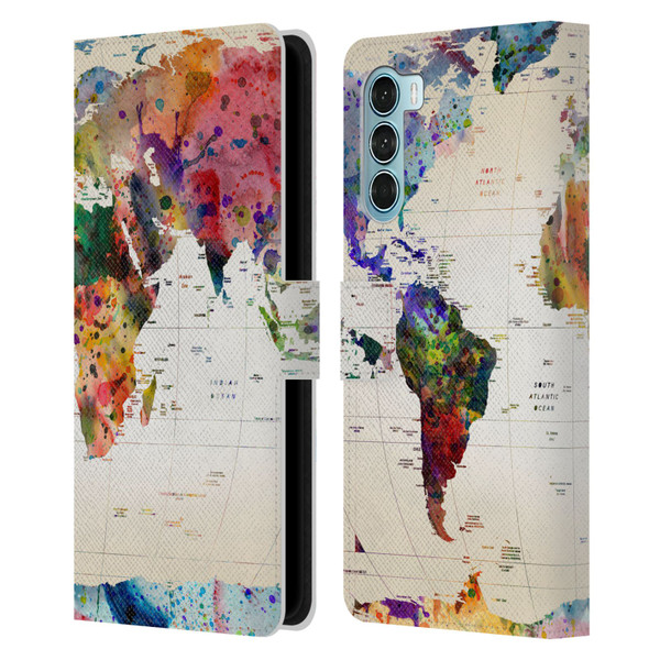 Mark Ashkenazi Pop Culture Map Of The World Leather Book Wallet Case Cover For Motorola Edge S30 / Moto G200 5G