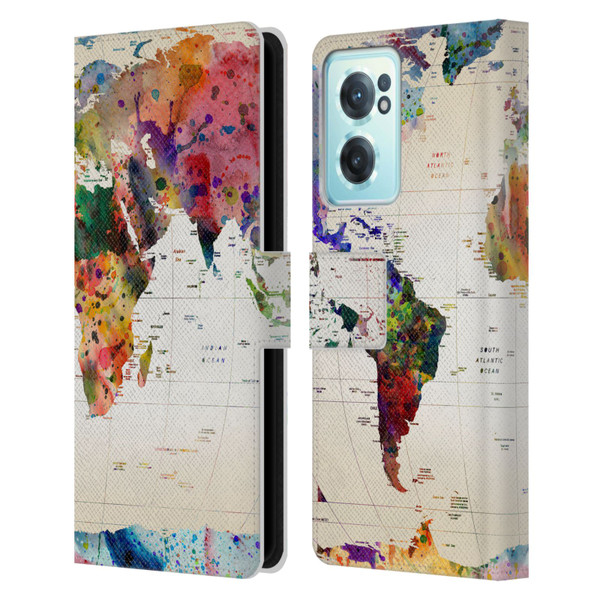 Mark Ashkenazi Pop Culture Map Of The World Leather Book Wallet Case Cover For OnePlus Nord CE 2 5G