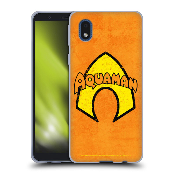 Aquaman DC Comics Logo Classic Distressed Look Soft Gel Case for Samsung Galaxy A01 Core (2020)